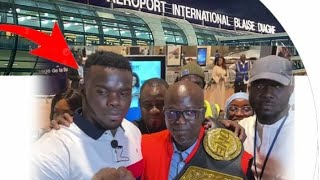 Reug Reug arrivé à Dakar après son sacré champion du monde des lourds ONE Championship [upl. by Ettener292]