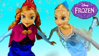 NEW Frozen Elsa and Anna Ice Skating Disney Barbie Dolls Play Doh Toys Review [upl. by Nady]