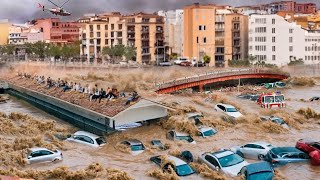 Mass Evacuation in Malaga Spain City washed away after heavy flood people are trapped [upl. by Ahtnahc224]