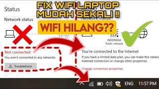 CARA MEMPERBAIKI WIFI HILANG PADA LAPTOP WINDOWS 10 TERBARU 2024   UPDATED [upl. by Hamilah]