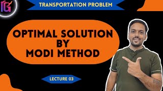 optimal solution by modi method  Transportation Problem [upl. by Stringer]