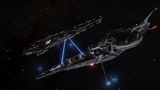 Elite Dangerous Capital Ship Jumps into and out of Battle [upl. by Eustashe]