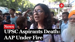 Rau IAS Death AAP Under Fire as BJP Labels Rau IAS Coaching Centre Deaths As Murder [upl. by Enelkcaj876]