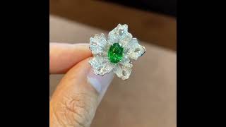 Tsavorite Gemstone Diamond Ring finejewelry GemstoneRings diamondring Partyjewellery jewellery [upl. by Ariaec]