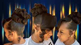 Pincurl Ponytail with Side Curled Bang [upl. by Amaris]