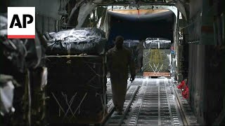 US military video shows aid being dropped over Gaza [upl. by Dominica]