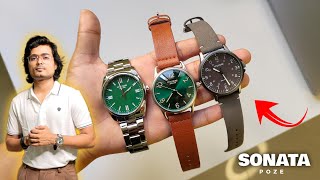 SONATA POZE Watches Haul  Budget Masterpiece 🔥  Unboxing amp Review [upl. by Retsbew]