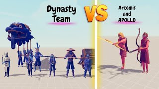 Artemis and APOLLO vs Dynasty Team  Totally Accurate Battle Simulator TABS ► TABS Unit Creator [upl. by Wavell530]