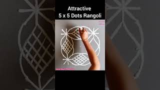 Attractive and Beautiful 😍 5 x 5 Dots Rangoli Design Kolam Muggulu Kolangal rangoli Shorts [upl. by Llien]