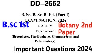 Bsc First Year Botany Second Paper  Bsc First year Botany Durg University 2024 Important Question [upl. by Suertemed]