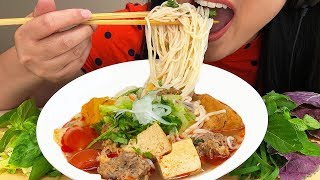 ASMR BUN RIEU NOODLES  Eating Sounds  Homemade Crab  Pork Meatballs  ASMR Phan [upl. by Collyer]