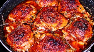 I Make This Easy Baked Chicken Thighs Recipe All The Time So Delicious [upl. by Enitselec]