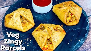 Veg Zingy Parcels Dominos Style  Veg Parcels  Atta Zingy Parcels  No Yeast  Flavourful Food [upl. by Ahsimak]