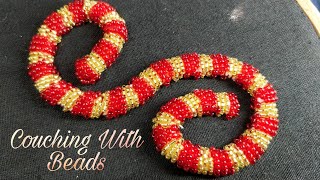 Couching Stitch With Beads Hand Embroidery Work [upl. by Nodearb]