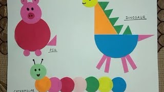 Animals using different shapesPaper craft ideaMaking animals with mathematical shapes [upl. by Anelahs]