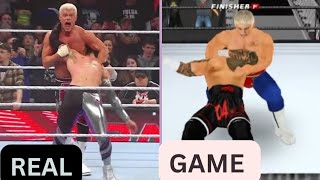 WWE REAL VS WRESTLING REVOLUTION 3D GAME FINISHER COMPARISON [upl. by Llertnahs]