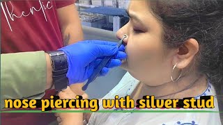 nose piercingnose piercing in silver jewellery shopshorts youtubeshorts viral [upl. by Ella]