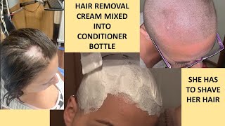 Woman shave her hair because hair removal cream was mixed into her conditioner bottle [upl. by Bullard]