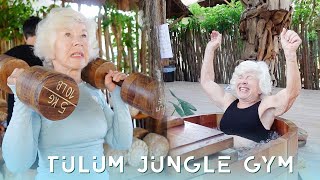 TRAINWITHJOAN works Upper Body at Tulum Jungle Gym Pueblo with YOURHEALTHYHEDONISTA [upl. by Selina798]