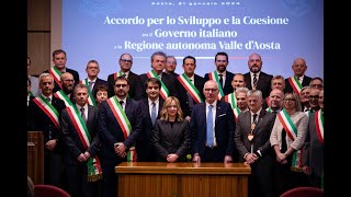 Firma dellAccordo per lo Sviluppo e la Coesione tra il Governo e la Regione autonoma Valle dAosta [upl. by Bennie]