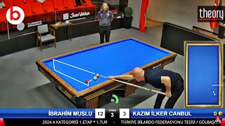 KAZIM İLKER CANBUL vs İBRAHİM MUSLU 3 BANT BİLARDO ŞAMPİYONASI A KATEGORİSİ 1ETAP 1TUR  billiards [upl. by Feilak]