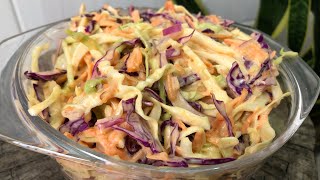 The BEST COLESLAW Salad Recipe Ever Ready in 5 Minutes How To Make Creamy and Delicious [upl. by Dnaletak]