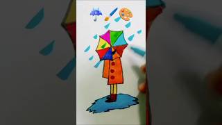 Easy raining drawing  easydrawing drawingideas drawingforkids art shorts ytshort ytshorts [upl. by Otrebliw]