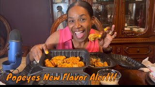 New Flavor Alert Popeyes Chicken Wings Taste Test With ASMR Eating Sounds [upl. by Hewart]