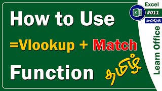 How to use VlookUp with Match in Excel in Tamil [upl. by Patrizia]