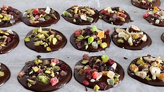 Love Chocolate Make Dark Chocolate Mendiants Great Homemade Gift Idea for Holliday  No Bake [upl. by Refitsirhc]