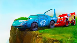 LIGHTNING MCQUEEN vs KING DINOCO vs GIANT CLIFFROCK Pixar Cars [upl. by Myca]