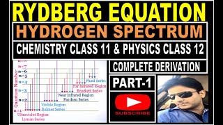 RYDBERG EQUATION DERIVATION HYDROGEN SPECTRUMCLASS 11 CHEMISTRYCLASS 12 PHYSICS ATOMS amp NUCLEI [upl. by Dej]