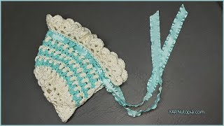 How to Crochet Tutorial Vintage Style Baby Bonnet by YARNutopia [upl. by Bock650]