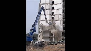 The Astonishing Power of an Excavator Tearing Down a HighRise Building demolition shorts [upl. by Strohl]