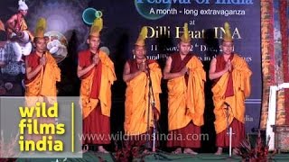 Buddhist Monks chanting prayers during Festival of India in Delhi [upl. by Cowley]