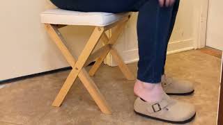 viewcare Vanity Chair Foot Rest Stool with Wood X Legs Square Linen Makeup Stool Review [upl. by Persian]