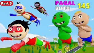 Pagal Bittu Sittu 145  Superhero Wala Cartoon Part 5  Bittu Sittu Toons  Desi Comedy Video [upl. by Jacquenette]