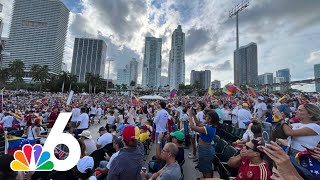 Thousands protest Venezuelas presidential election results in Miami [upl. by Granniah]