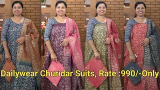 Dailywear Churidar Suits Collections‼️Rate  990 Only‼️Booking  8848089032 9074248160 [upl. by Bertero]