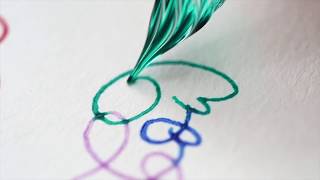 Rainbow watercolors with glass dip pen real time fluid calligraphy The Aloha Studios [upl. by Asabi]