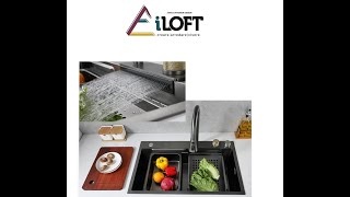 Set lavello da cucina Loft2203 con rubinetto a pioggia rubinetto estraibile e accessori [upl. by Fahy]