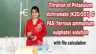 FAS titration with K2CR2O7 using internal indicator chemistry practical titration [upl. by Yelha]