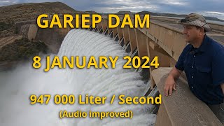 Gariep Dam 8 January 2024  Vanderkloof Dam set to overflow and Lower Orange river levels rise sharp [upl. by Yluj]