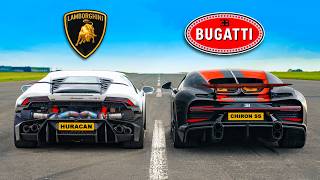 Bugatti Chiron SS v 1800hp Lambo Huracan DRAG RACE [upl. by Rawdon]