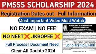 PMSSS Scholarship 2024  PM Scholarship Online Form Apply 2024 NSP Scholarship form apply 2024PMSS [upl. by Akyeluz]