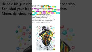 MF DOOM  Rapp Snitch Knishes Lyrics Rhyme Scheme Highlighted bars DOOM rhymes [upl. by Maddox]