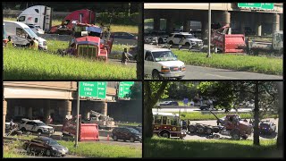 Paterson NJ Fire Dept and NJSP operate at a overturned truck Route 80 East Exit 58B ramp 62824 [upl. by Leksehcey]