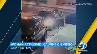 Valet saves woman from mugging in downtown LA  ABC7 [upl. by Veats]