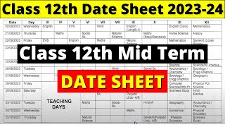 class 12 mid term date sheet 202324  mid term date sheet 2023 24  class 12 mid term date sheet [upl. by Loftis199]