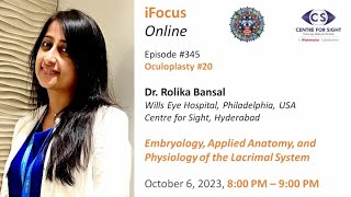 Lacrimal Embryology Applied Anatomy amp Physiology by Dr Rolika Bansal Friday Oct 6 800 900 PM [upl. by Anaujd350]